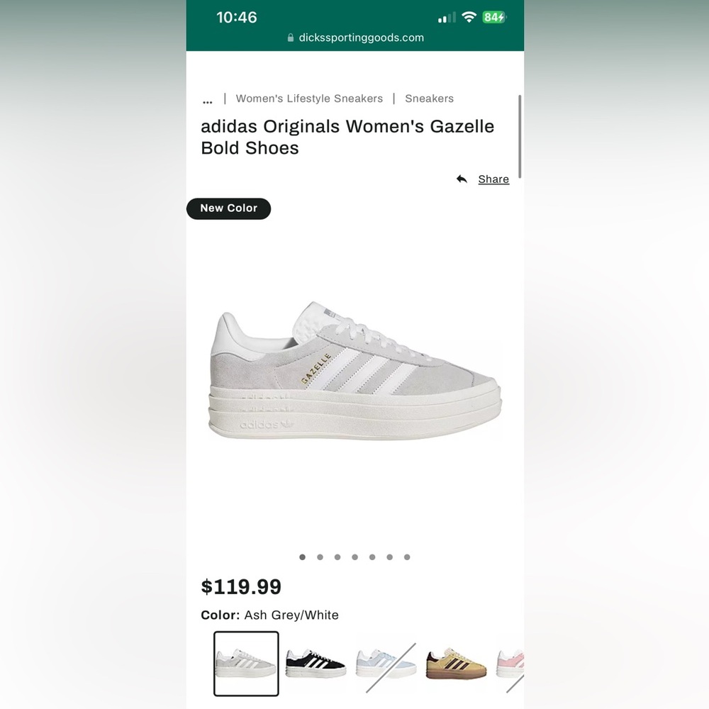 Brand new in box Adidas Gazelle Bold Shoes in grey and white with platform